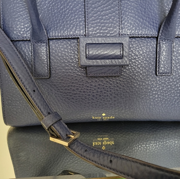 Kate Spade Leather Carlyle Street Alexa Satchel Bag in Blue - Picture 7 of 11